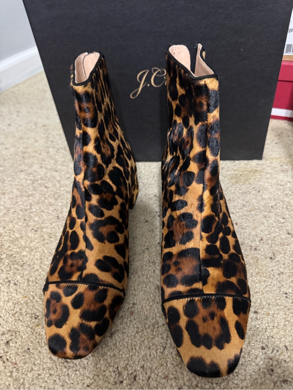 J. Crew Leopard Print Ankle Booties in Brown and Black